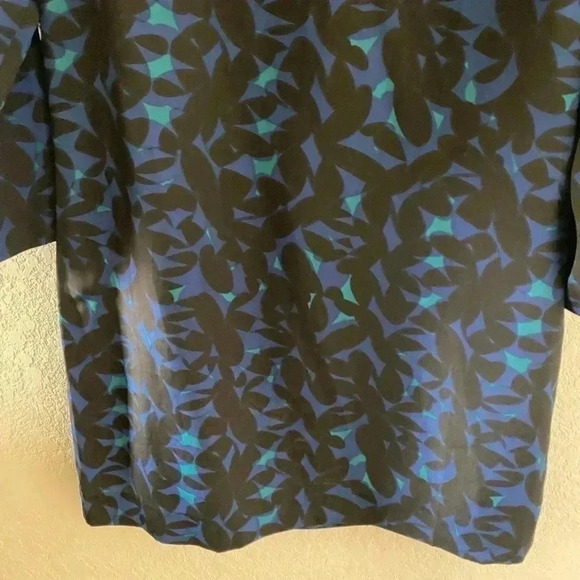J. Crew Factory Blue And Black Floral 3/4” Sleeve Shift Dress Size 12 - Picture 5 of 8